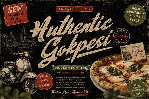 Authentic Gokpesi: A Vintage Script Font with Italian Soul